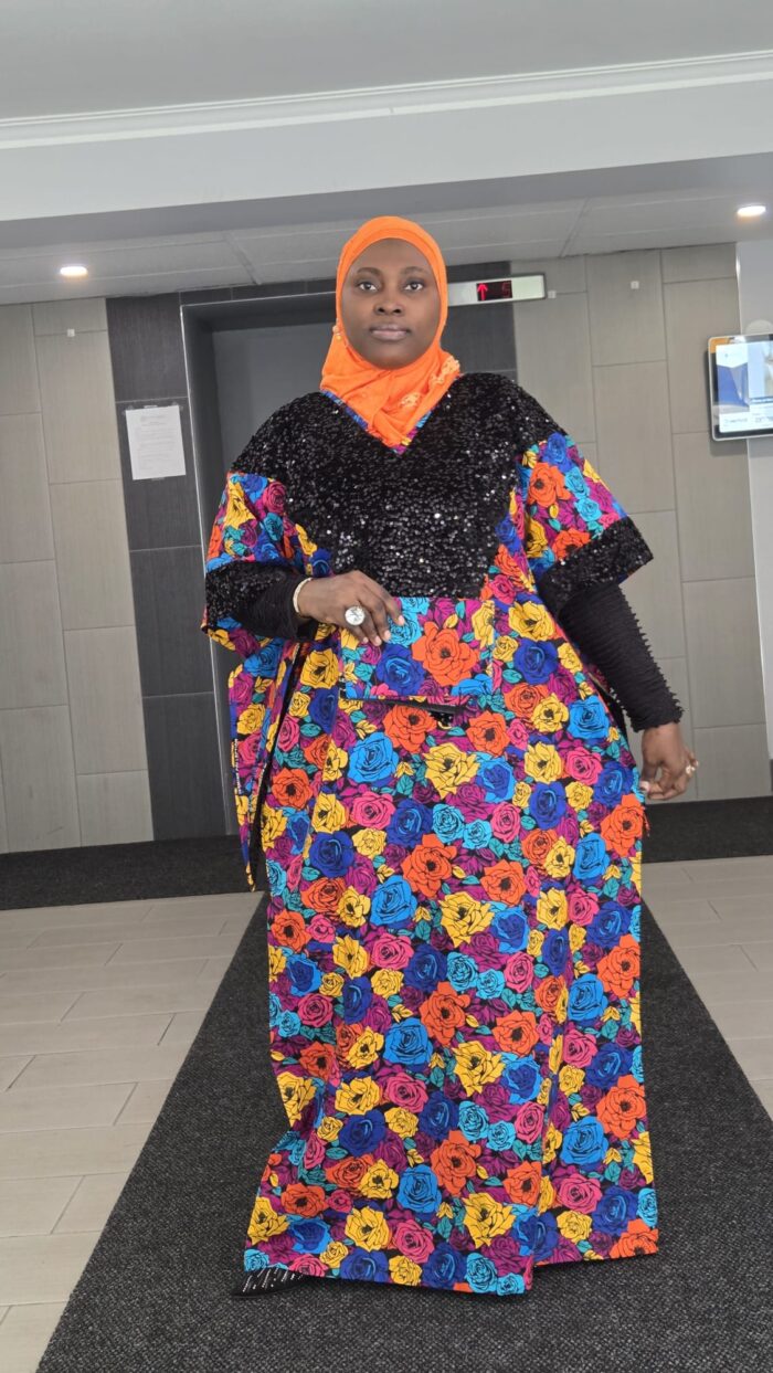 AFRICAN ANKARA AND SEQUINS KAFTAN DRESS